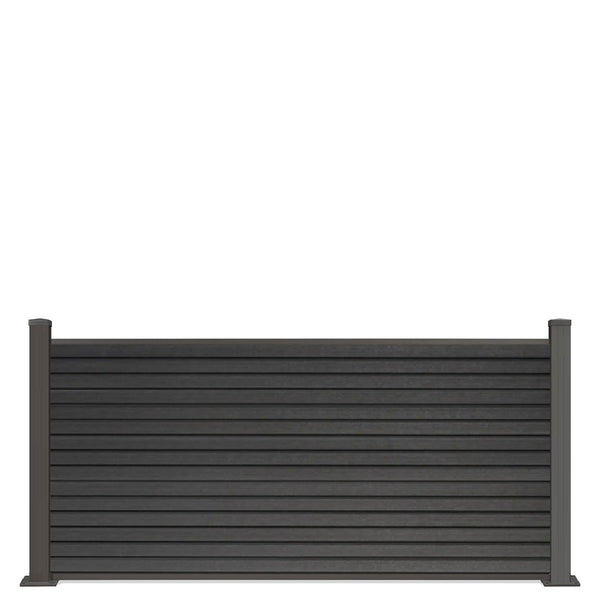Vorgartenzaun V5 Vertico in Anthrazit, Braun und Grau mit Pfosten in Anthrazit WPC Zaun 84x180cm