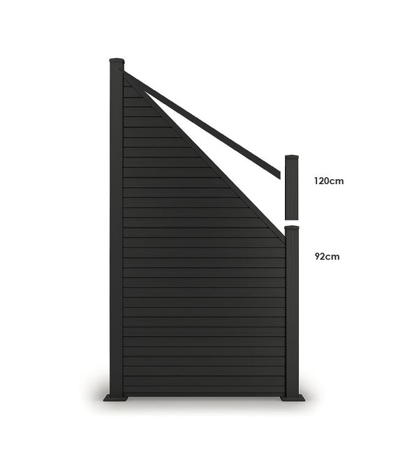 WPC Schrägelement Vertico 180x90cm oder 180x120cm mit kurzem Aluminium-Pfosten in Anthrazit