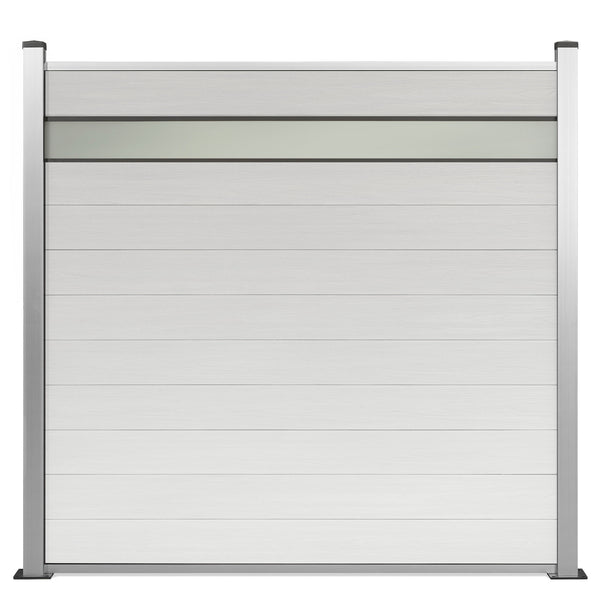 Zaun-Excellent-weiss-frontal-silber-Pfosten