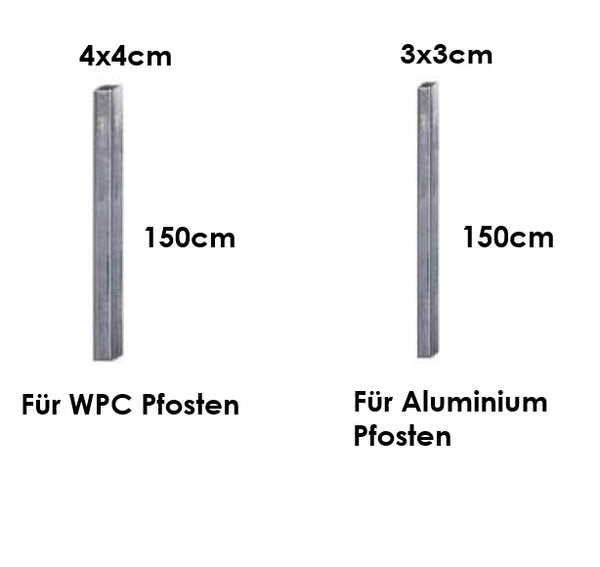 Bodenhalterung zum Betonieren Für Alu und WPC Pfosten