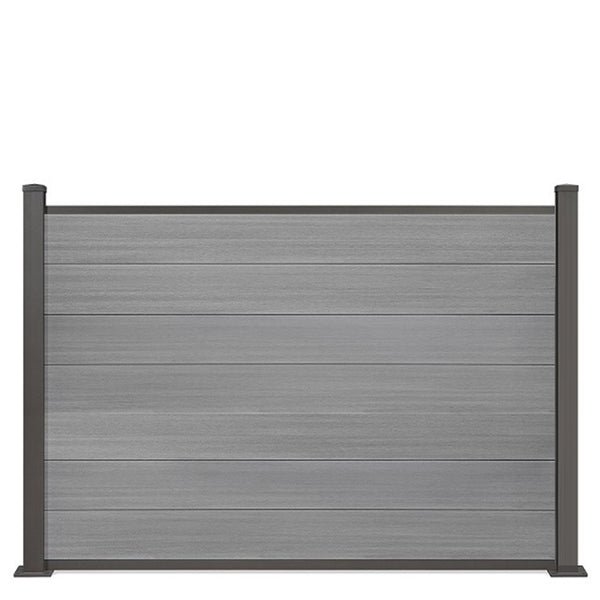 WPC Zaun Brillant Grau halbhoher Sichtschutz 120x180cm inkl. Aluminium Pfosten