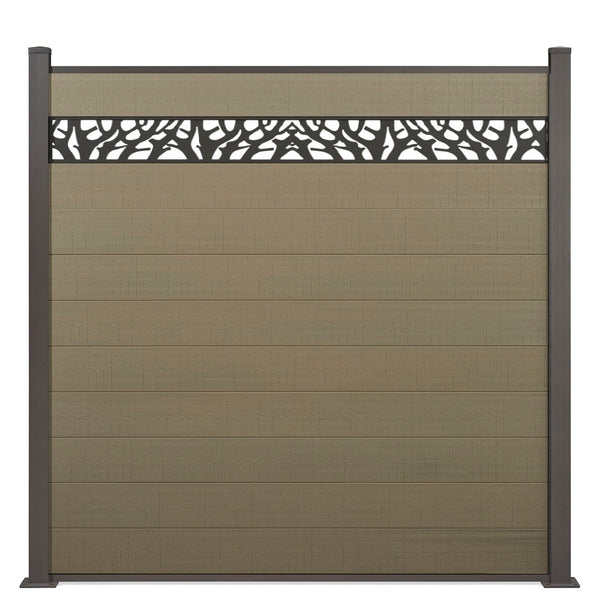 Coex WPC Sichtschutzzaun Eleganz in Beige mit Dekor Bäumchen 16cm