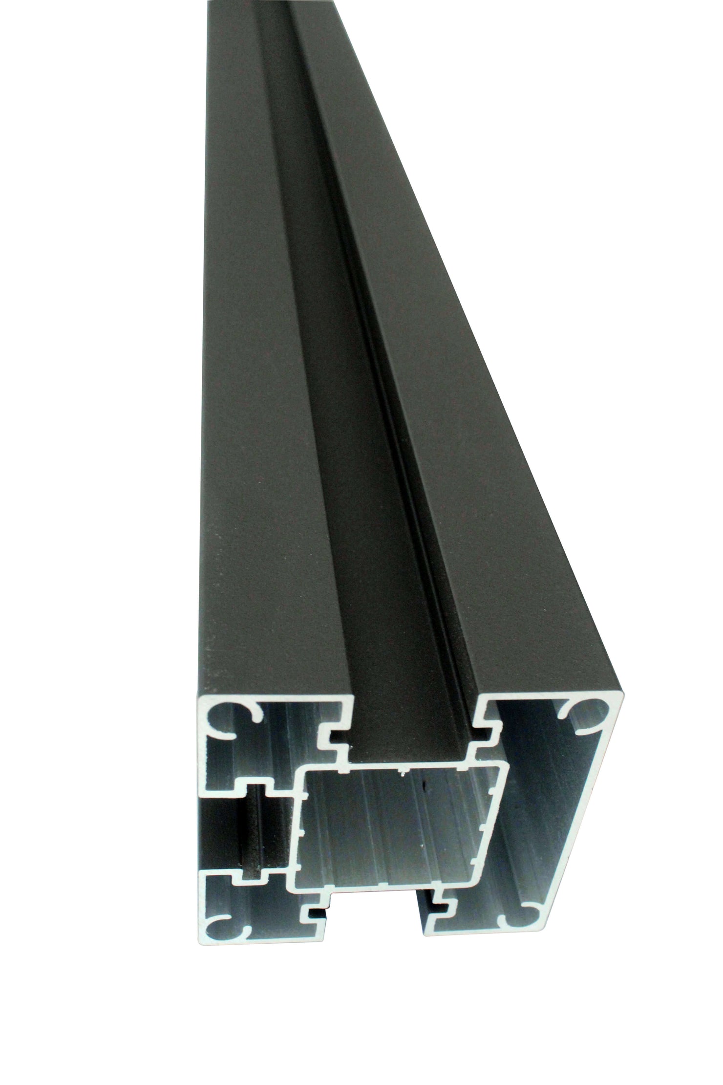 Aluminium Pfosten 1850x70x70mm mit Kappe, Abdeckleiste und Bodenhalterung