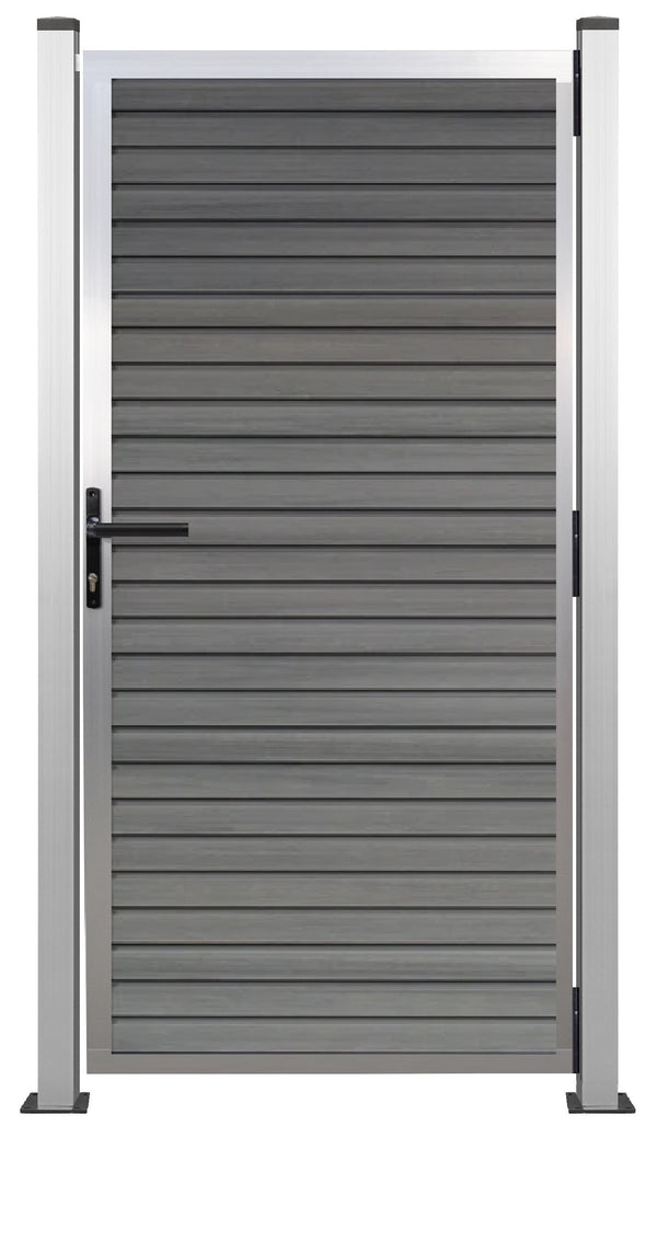 Gartentor Aluminium 180cm x 90cm  in Silber Bausatz Komplett-Set mit Schloss