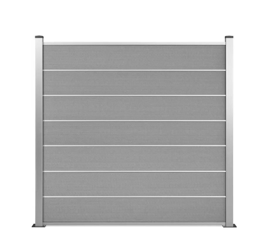 Lignes Nobel WPC Sichtschutzzaun in Grau 190 x 180 cm inkl. Aluminium Pfosten